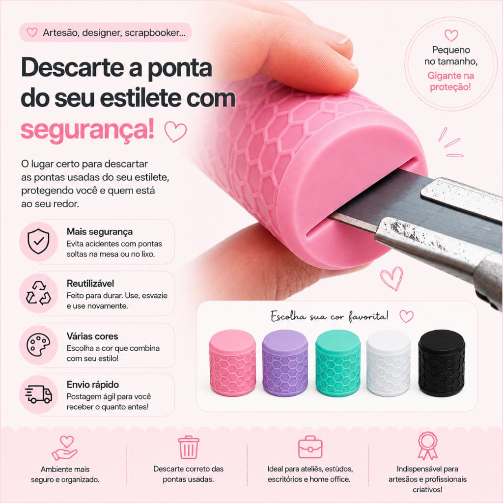 Descartador de Ponta de Estilete Reutilizável | Segurança para Artesanato, Encadernação e Papelaria