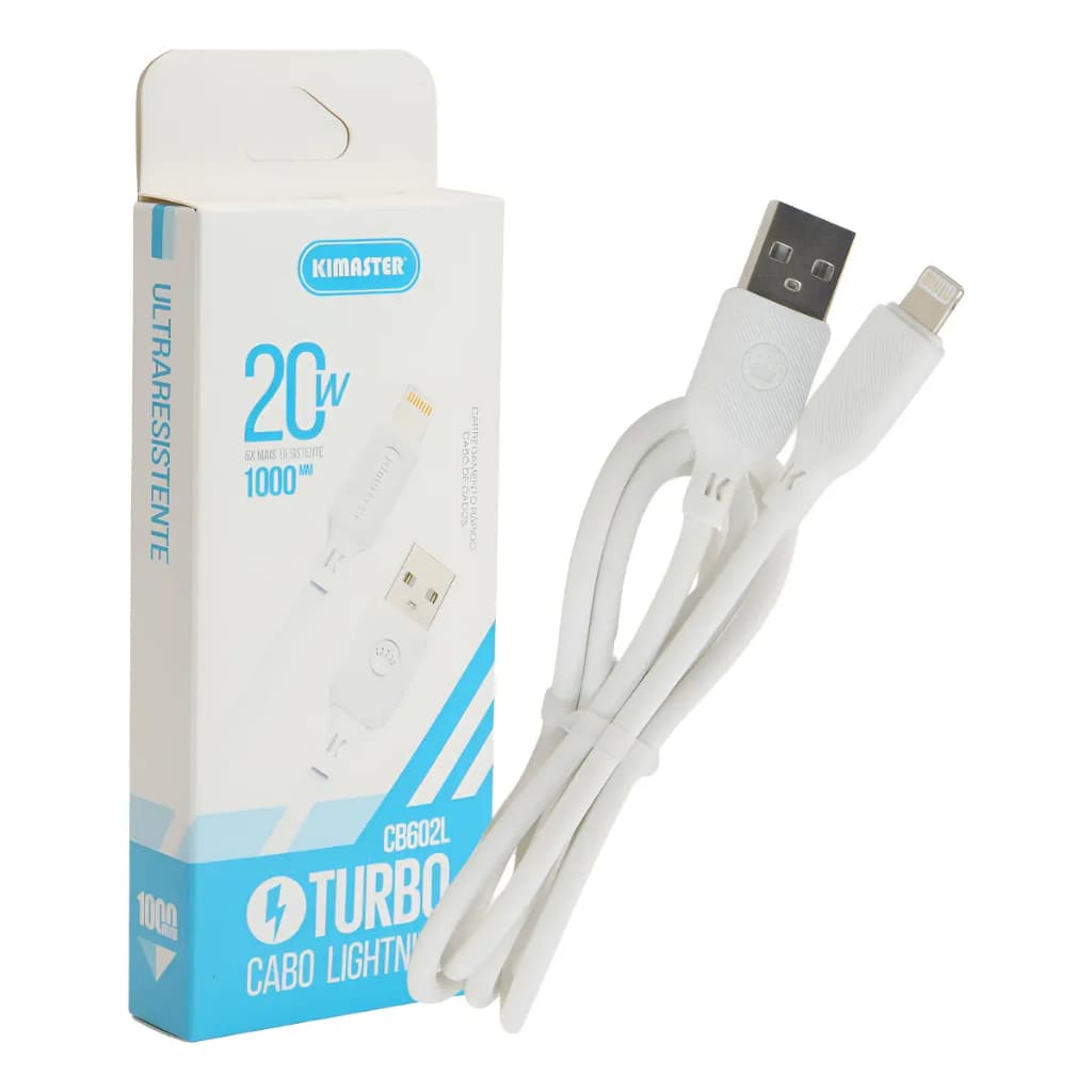 Cabo Lightning Turbo 20w Para Iphone Usb Silicone Kimaster