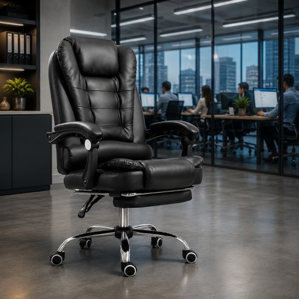 CADEIRA ESCRITORIO COM 2 PONTOS MASSAGEM CONFORTAVEL RECLINAVEL PRESIDENTE