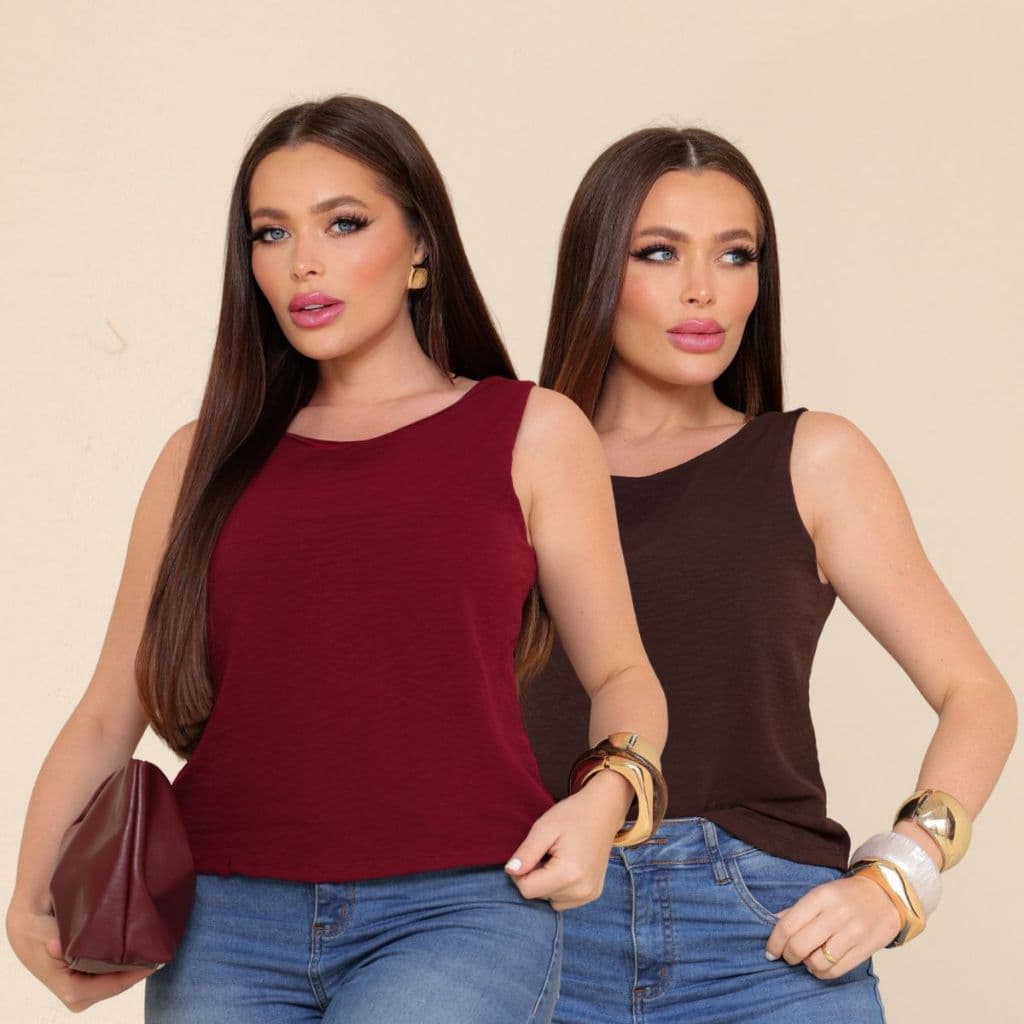 Kit 2 Blusas Feminina Estilo Social Minimalista Chic Casual Trabalho Passeio Eventos Confortável Premium