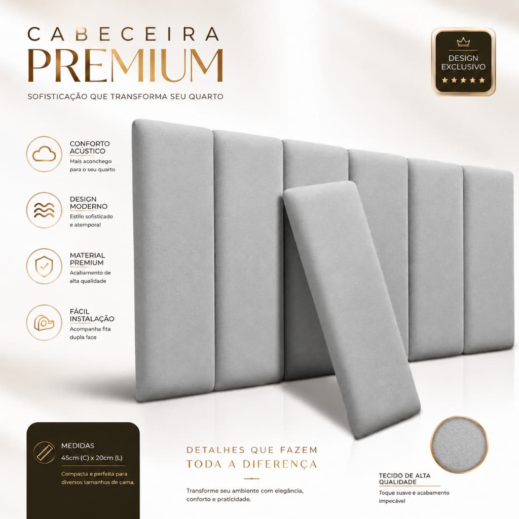 Kit Cabeceiras De Cama King Casal Solteiro Queen 45x20 Modernas - Envio Ultra Rápido!