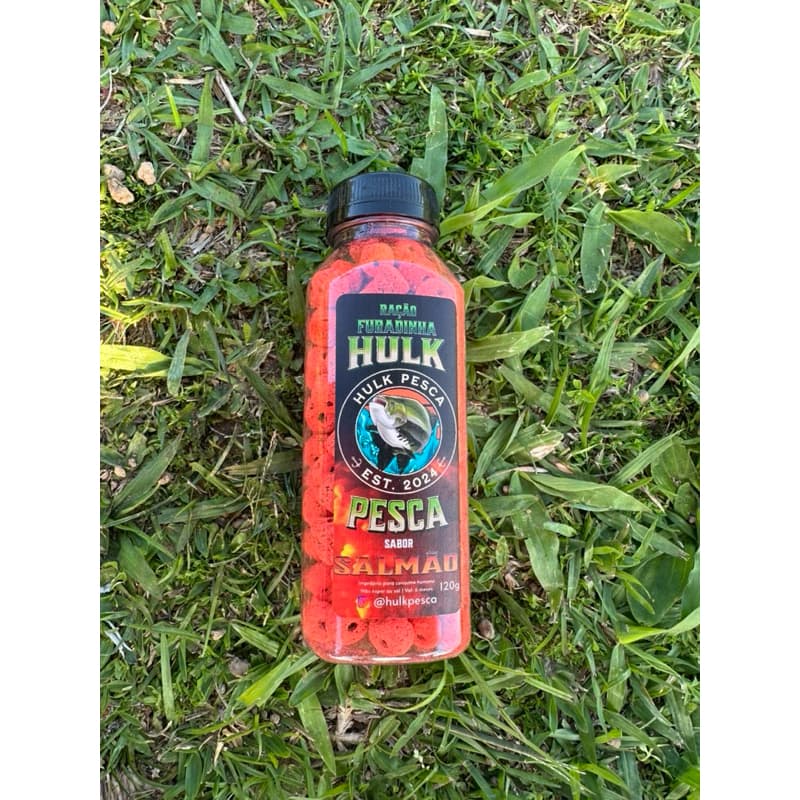 Ração Furadinha fluorescente sabor Salmão Hulk Pesca