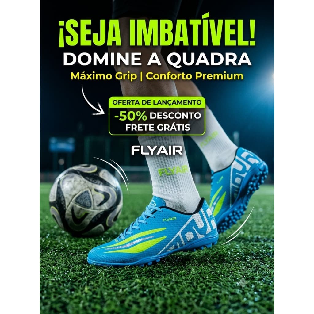 Chuteira Futebol Societ Profissional Adulto Infantil Confortável Reforçada Costurada