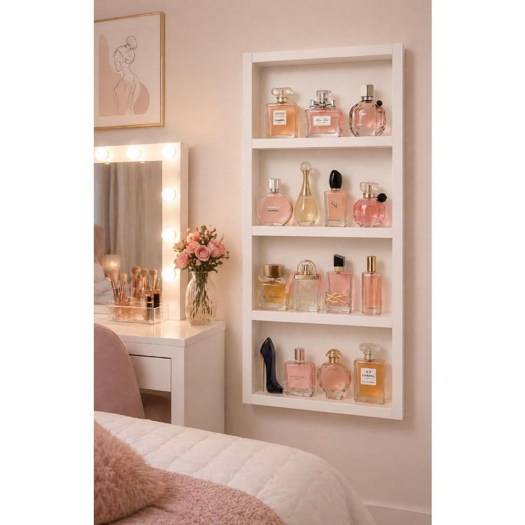 Expositor Porta Perfume MDF 65cm | Organizador Cosméticos Esmaltes com Divisórias Montado