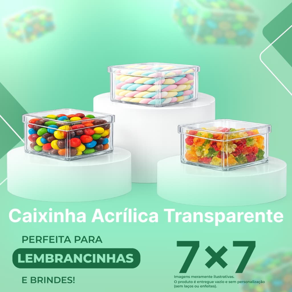 Kit 10/20/30/40/50/100 Caixinha Acrílica 7x7 cm - Festas - Lembrancinhas