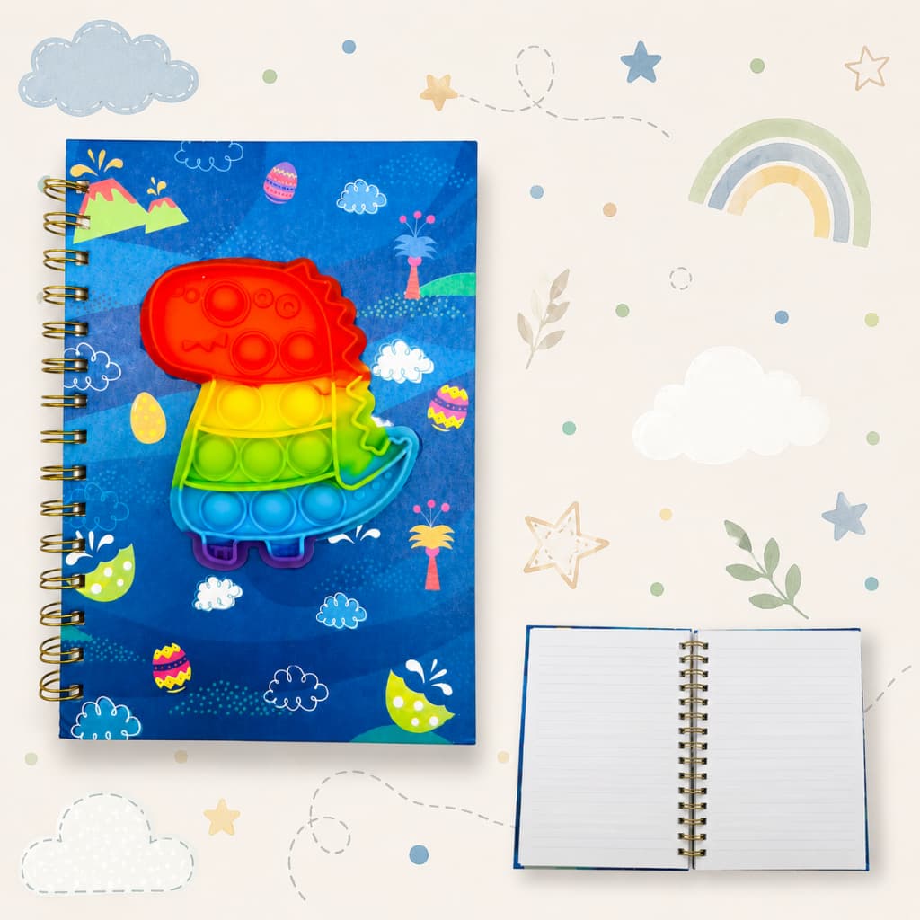 CADERNO POP IT DINOSSAURO - TAMANHO 14 cmX 20cm - 80 FOLHAS