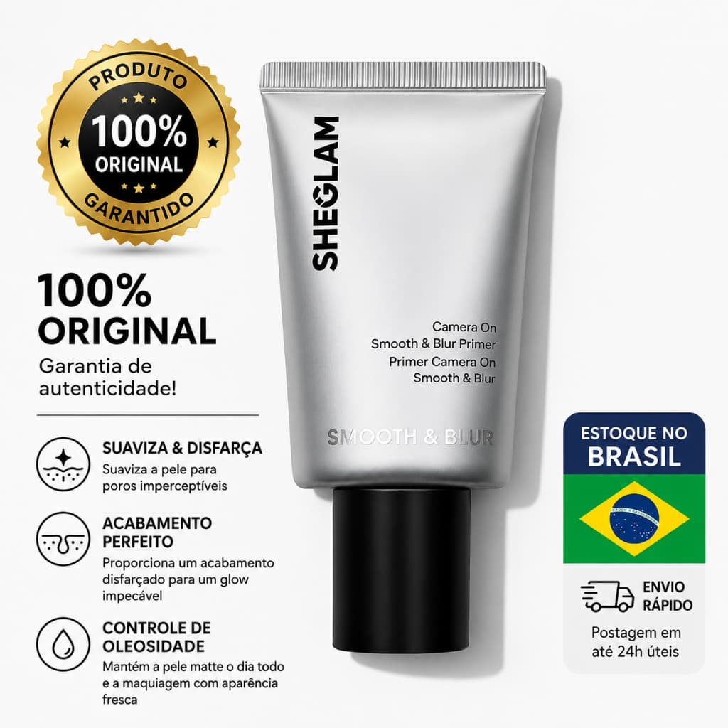 SHEGLAM Smooth & Blur Primer 30g Original | Acabamento Matte Disfarça Poros e Linhas + Camera On Spray Fixador