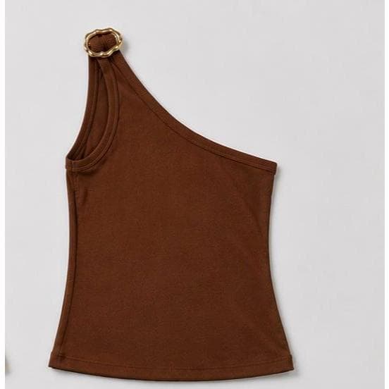 Blusa Feminina Canelada com Fivela Dourada Tamanho Único Casual Elegante