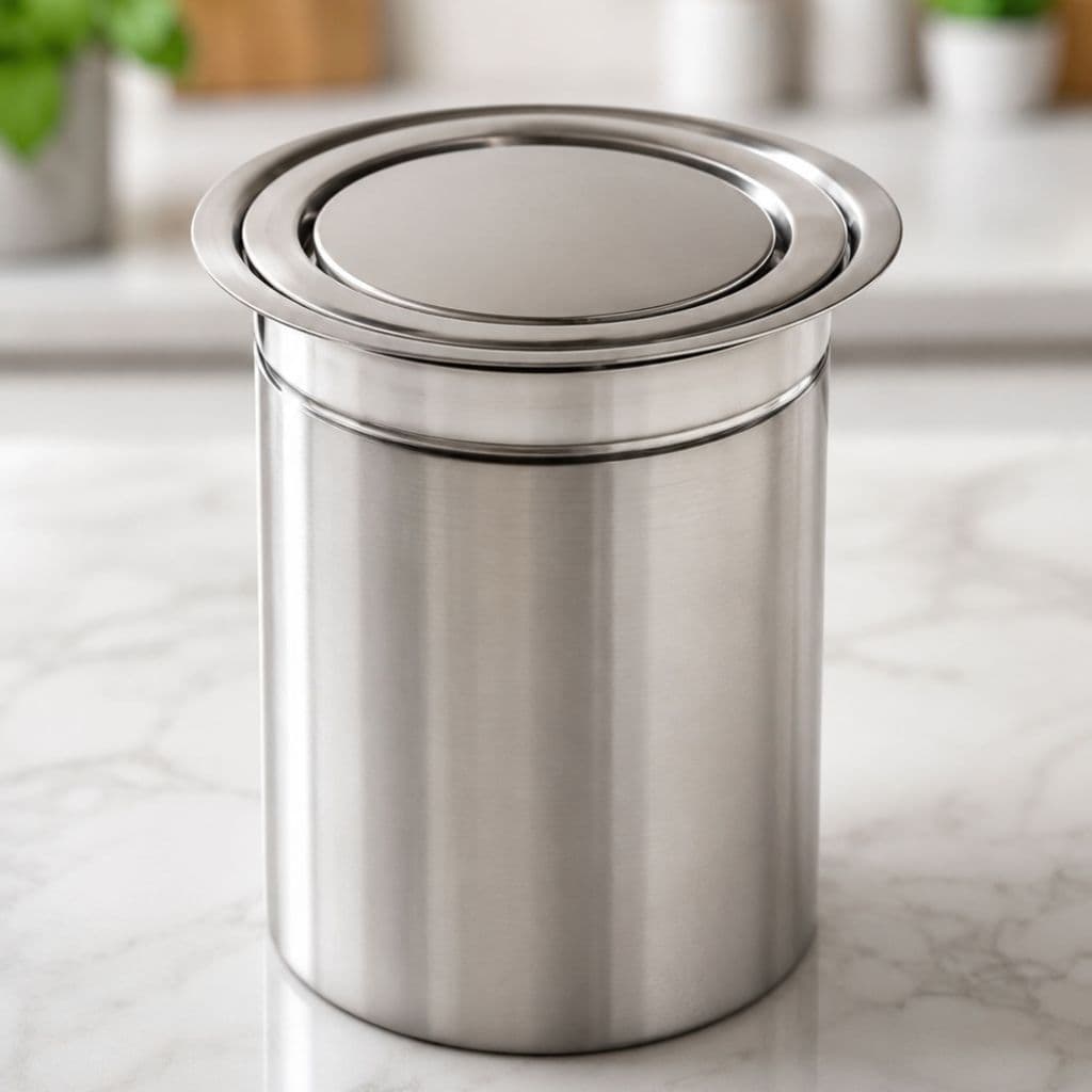 Lixeira Cesto De Embutir 5 Litros Com Tampa Giratória Aço Inox