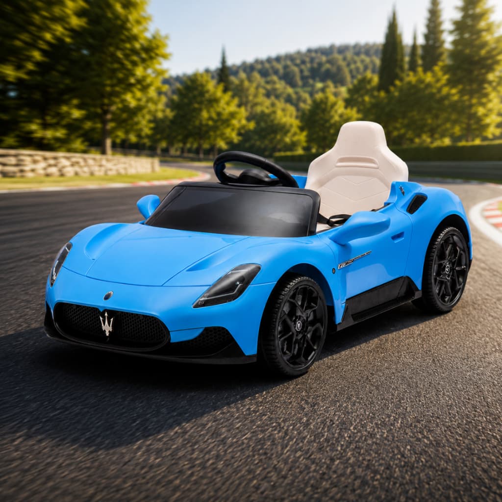 Carro Elétrico Infantil Maserati Zippy Toys MC20 12V Azul com Faróis, Portas que Abrem e Design Esportivo