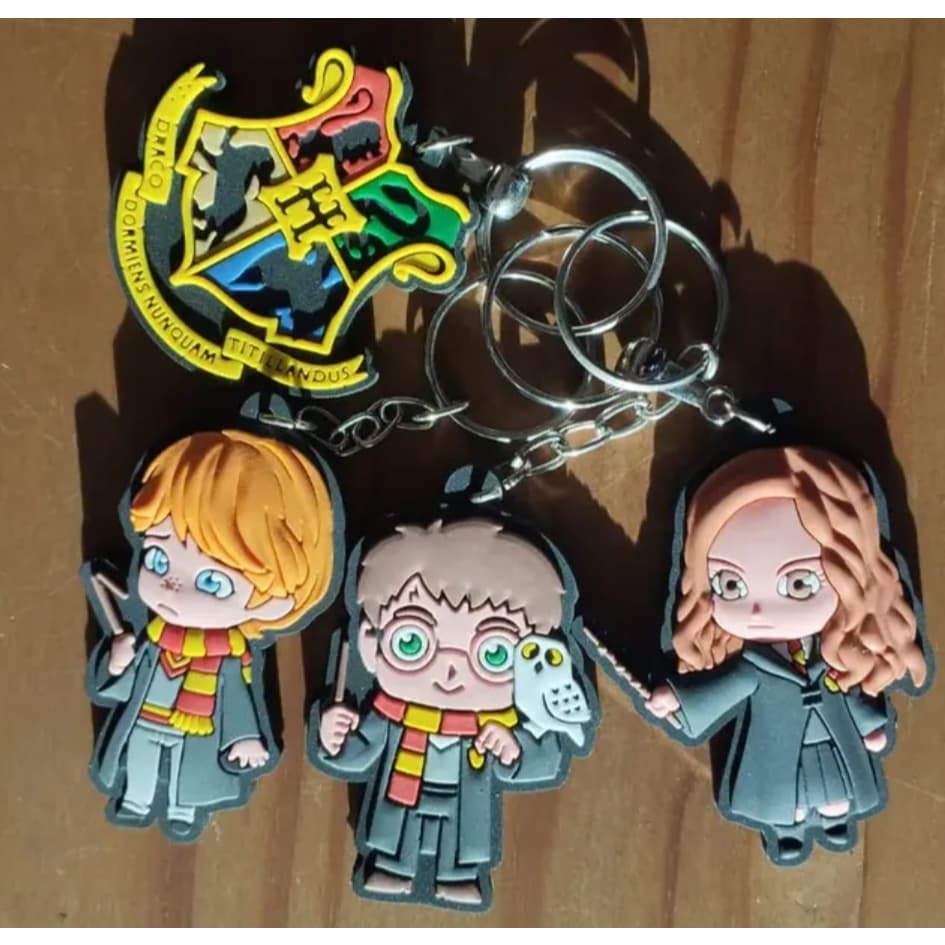 Kit Chaveiro Harry Potter Hogwarts Hermione Granger Rony Weasley 4em1 Coleção Fãs Bruxinhos