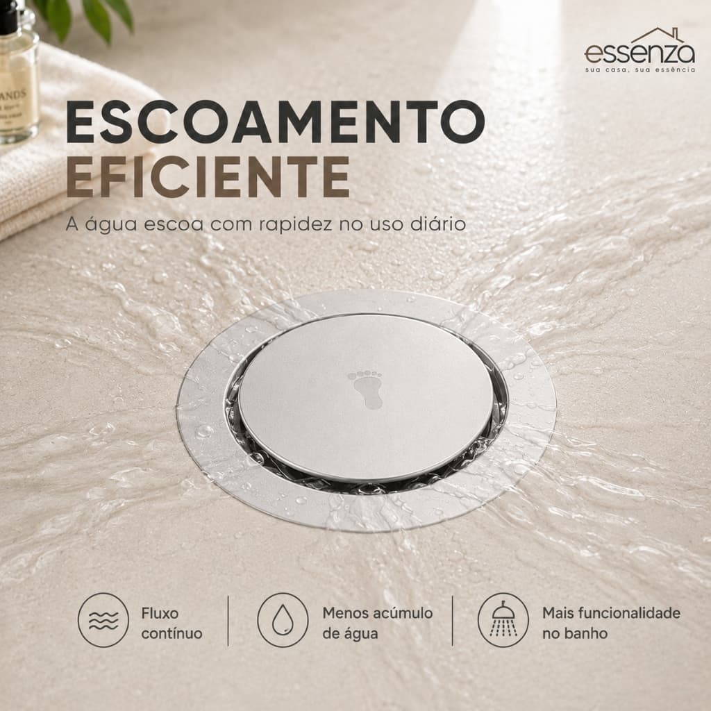 Ralo Inteligente ESSENZA 10x10 Redondo Banheiro Box Veda Cheiro Anti Odor Inseto Grelha