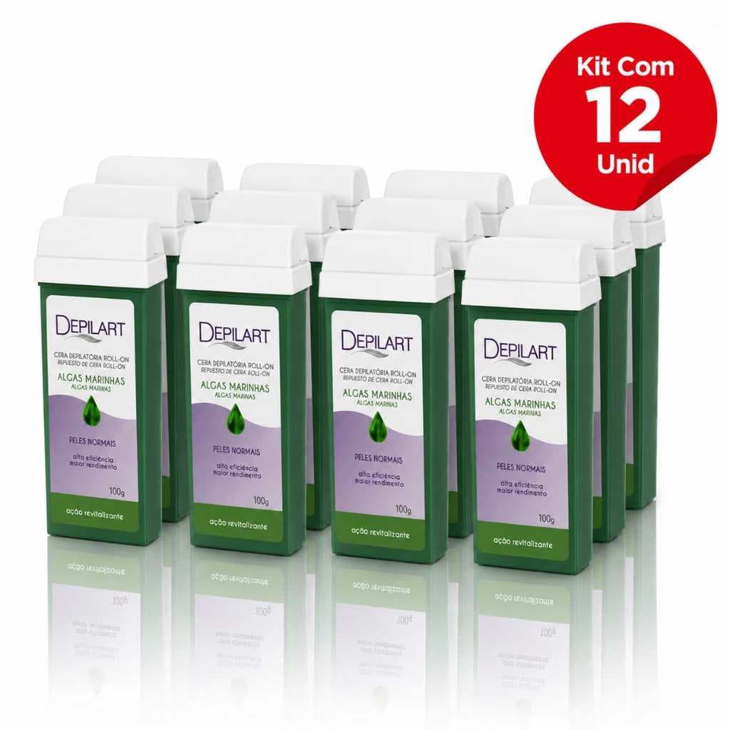 Kit 12un Cera Roll-on Depilart Algas Marinhas 100g – Depilação Fácil, Rápida e Eficiente