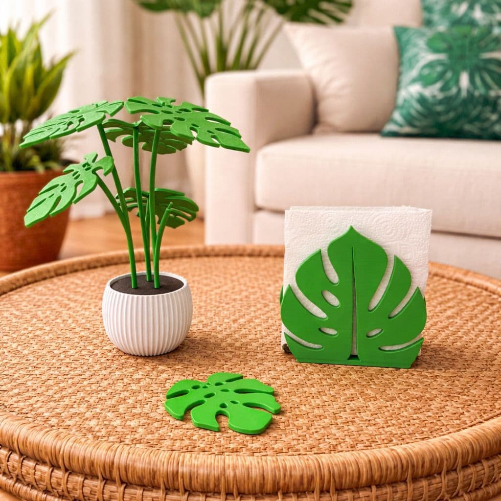 Kit 6 Porta Copos Planta Luxo + 1 Porta Guardanapo ou Individual, Presente Sofisticado Casa Nova Área Gourmet Moderna