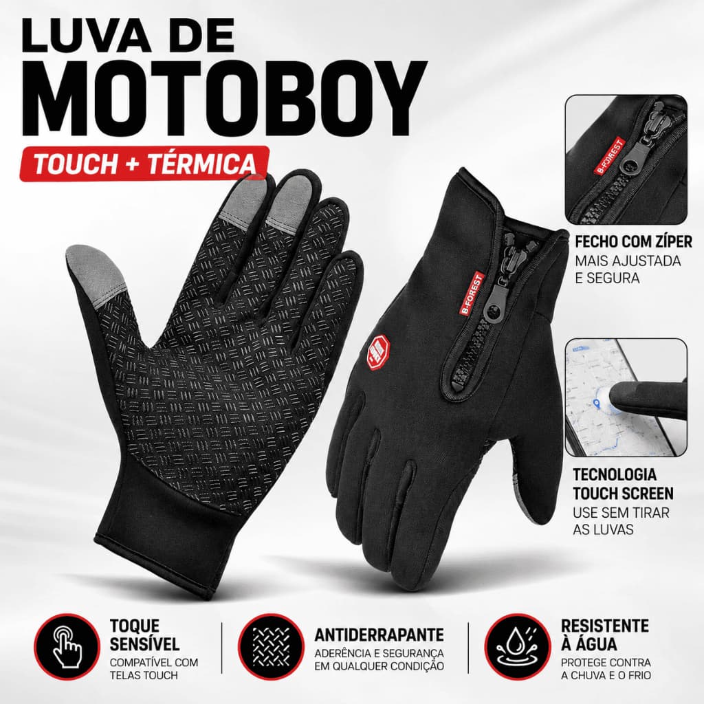 Luvas Para Motociclista Urbano Touchscreen Com Efeito Lótus e Antiderrapantes