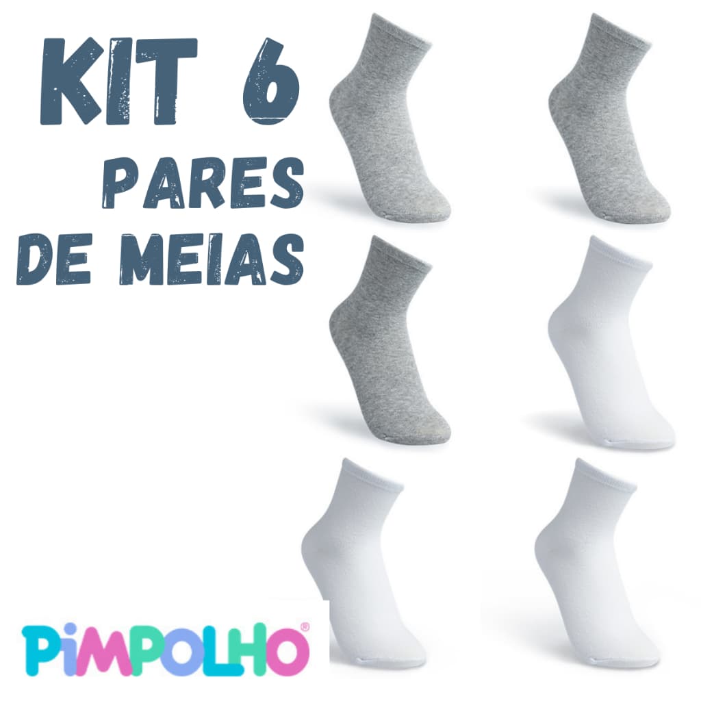 Kit 6un Meia da Pimpolho Tam.35-38 Kit com de Meias Infantil Menina Menino Unisexx Premium