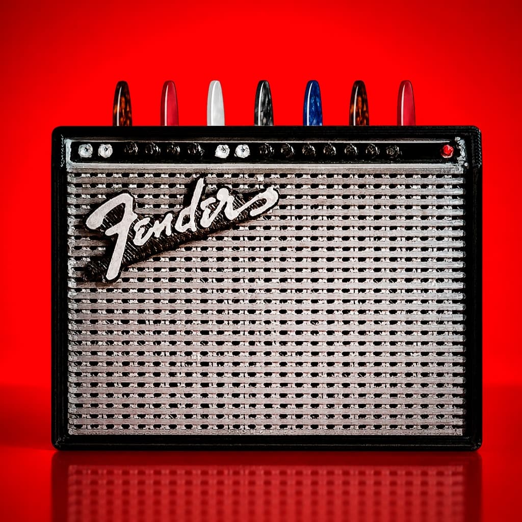 Porta Palhetas Para 7 Palhetas Mini Amplificador Estilo Twin  Organizador Para Guitarra e Palhetas