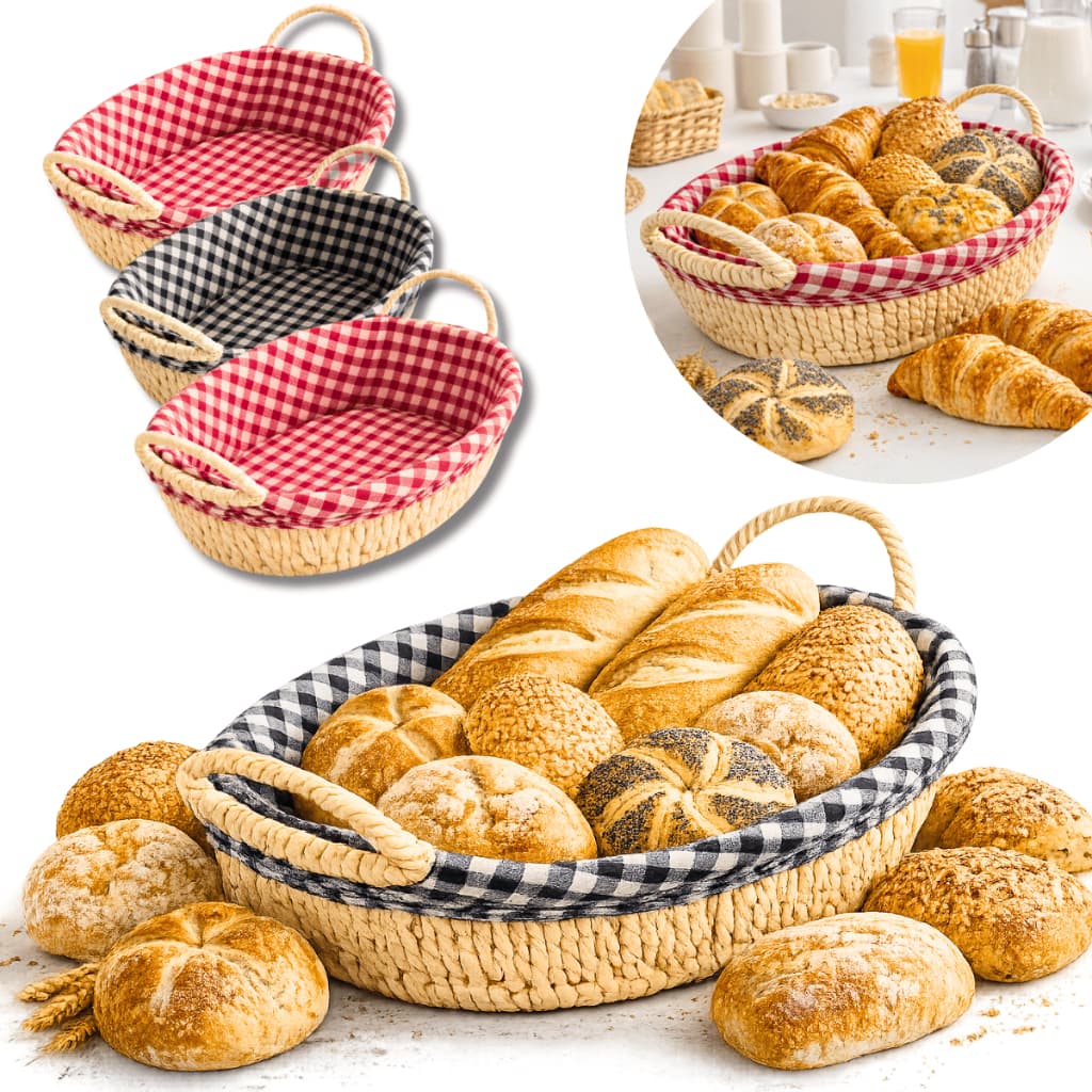 Kit 3 Cestos De Pães Decorativo Cesta Forrado Cesto Fruteira Mesa Posta Com Forro