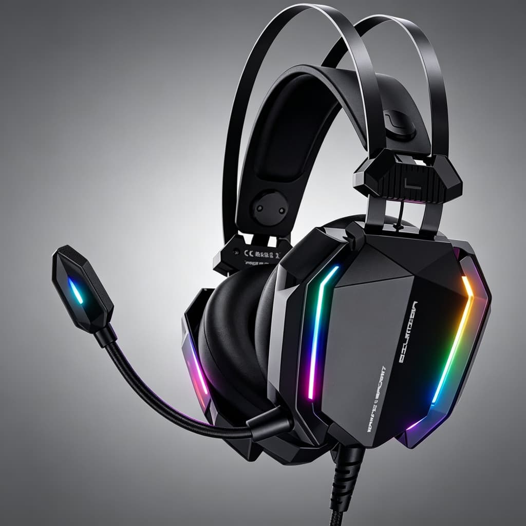 Fone de ouvido para jogo PC Headset Gamer RGB Pro com Microfone e Ajuste de Volume+Cabo P2 para 2 P2
