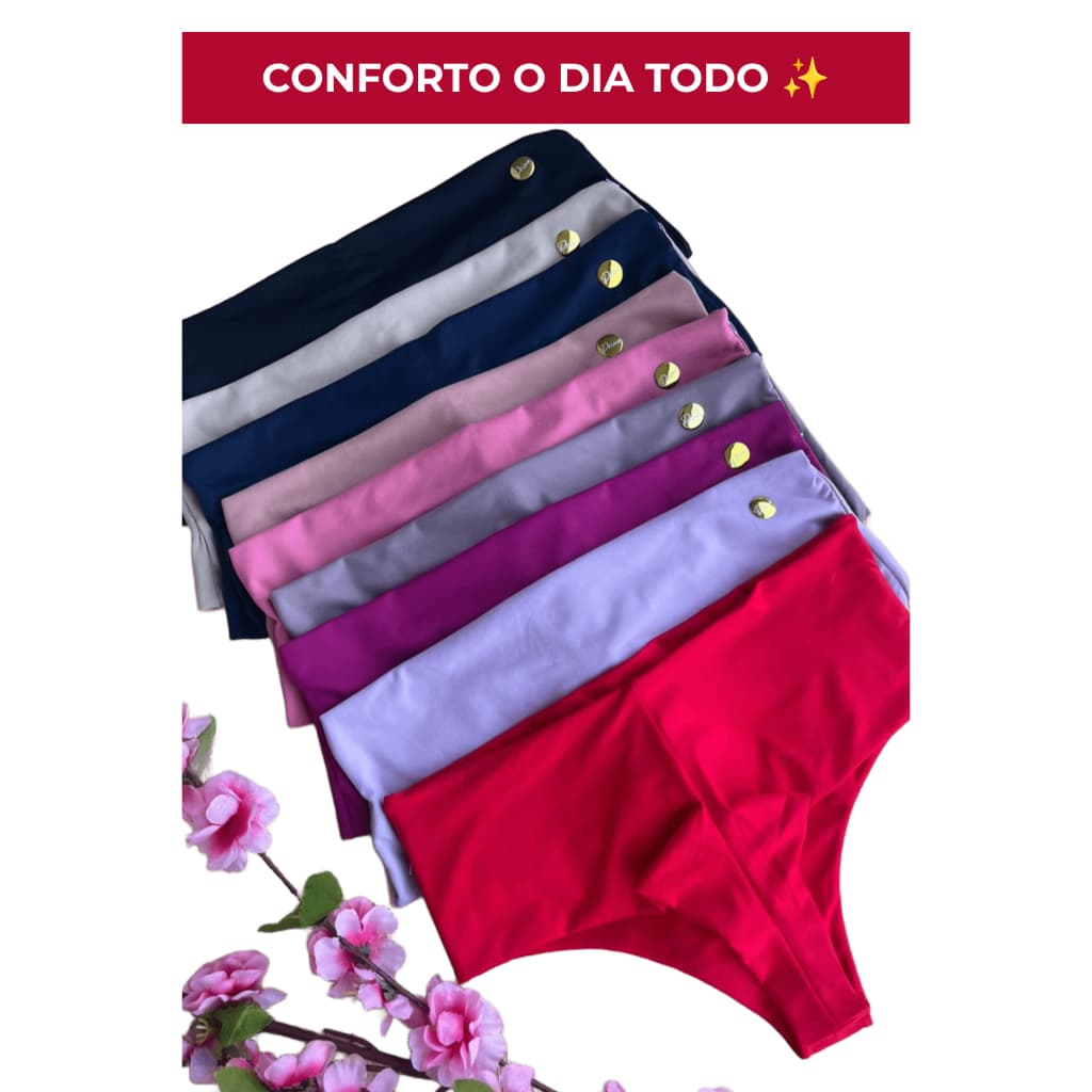 Calcinha Fio Dental Poliamida cos alto sem costura duplo queridinha das clientes