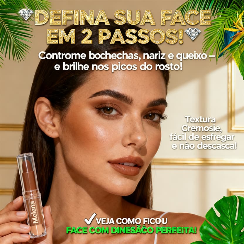 Barra Iluminadora Facial 3D Melana  para Contorno Facial e Iluminador