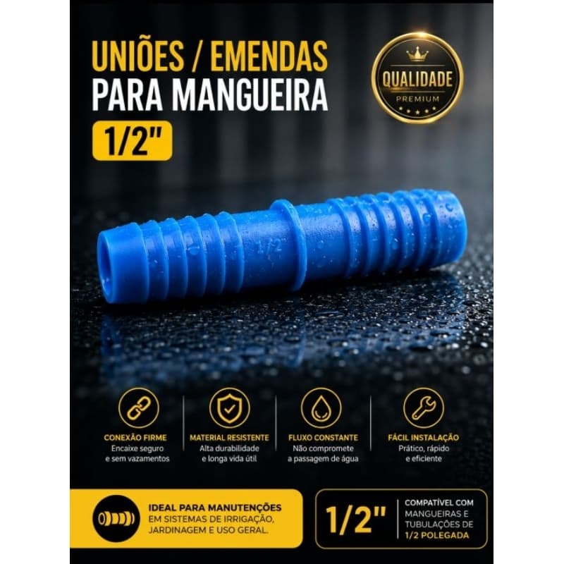 Kit 2 Uniões Emenda Para Mangueira 1/2 Pol Irrigação Jardim - Sem Vazamentos!