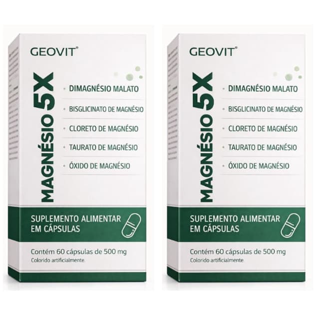 Kit 2x Suplemento Alimentar Magnésio 5x Com 60 Cápsulas de 500mg