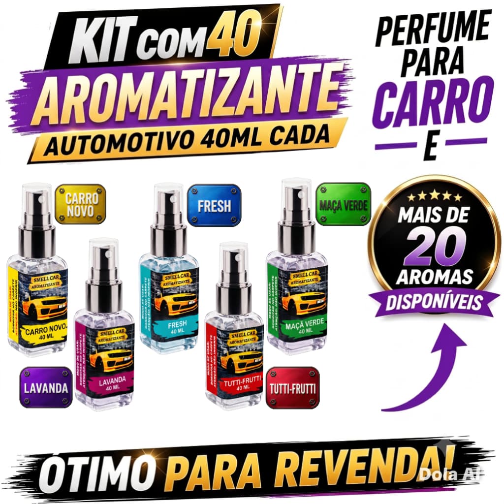 Kit 40 Cheirinho de Carro 40ML Spray Aromatizante Perfume Longa Duração