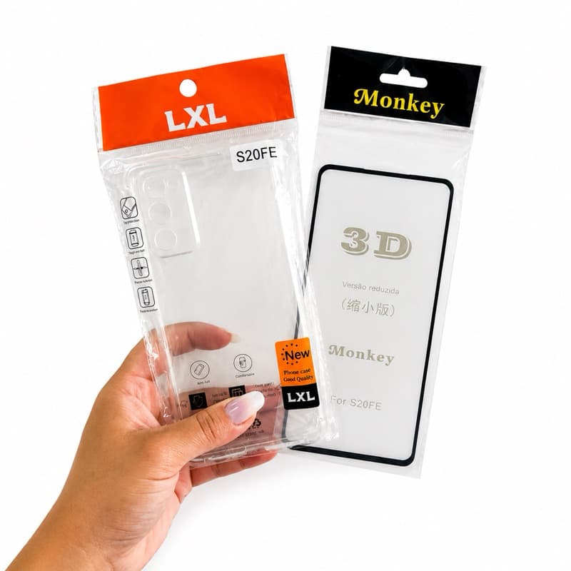 Kit Proteção Completa para  S20FE Capinha Anti-Impacto + Película 3D de Vidro temperado.