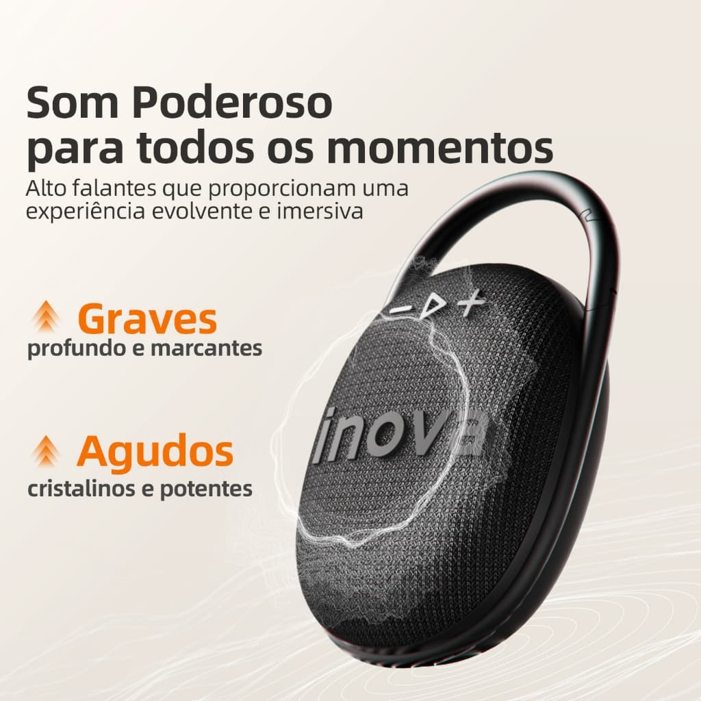 Inova Caixa de Som Bluetooth À Prova d'água Autonomia de até 5 HorasWireless Bluetooth 5.1
