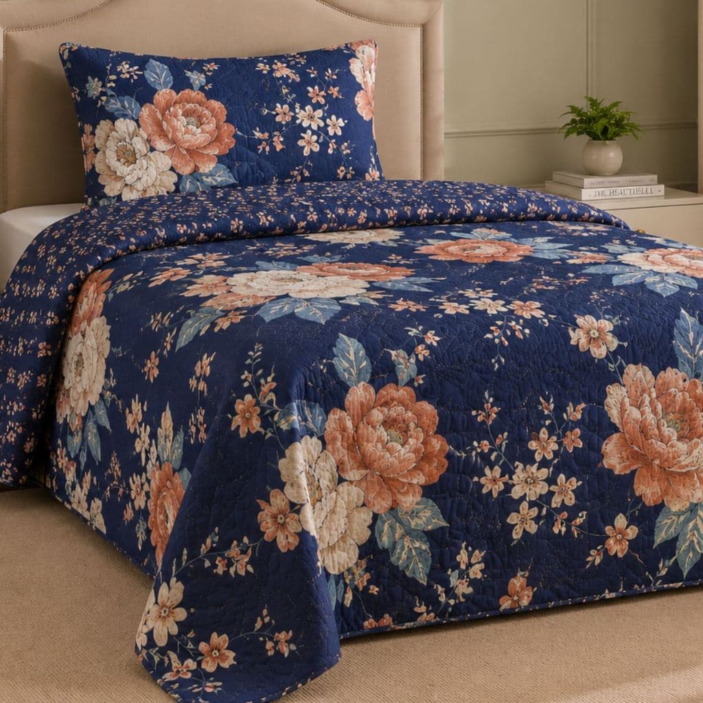Colcha Solteiro Cama 2 Peças Porta Travesseiro Estampado Cobre Leito