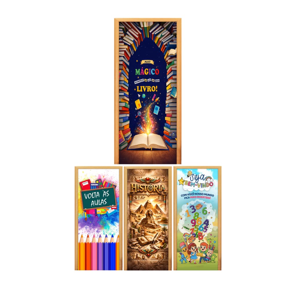 Capa Decorativa de Porta Tecido Sublimado com Elástico Temática Escolar e Volta às Aulas 0,85x2,10