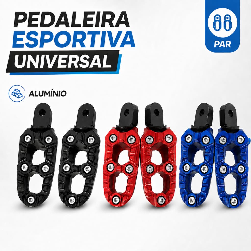 Par Pedaleira Esportiva Universal Alumínio Moto CG Fan XRE Fazer Titan Antiderrapante