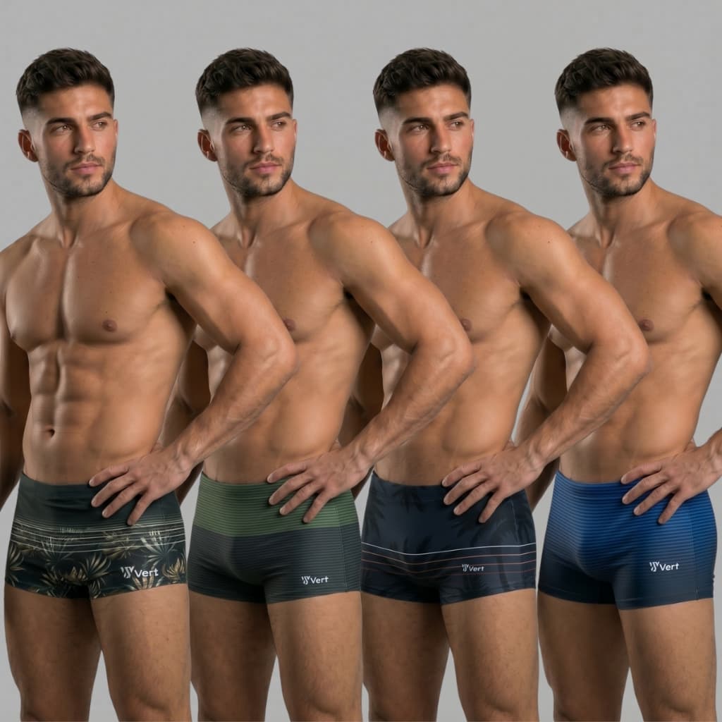 Kit 4 Sungas Masculinas Boxer Estampadas Praia Piscina Lycra Proteção UV50 Confortável