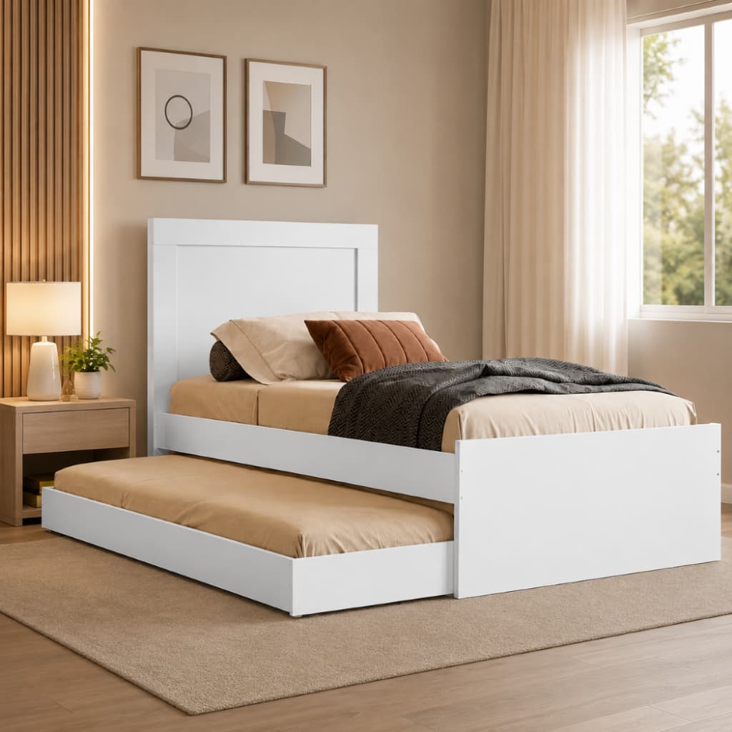 Cama de solteiro com Auxiliar MDF Compatível com Colchão Solteiro 88x188- Opções com ou sem Colchão