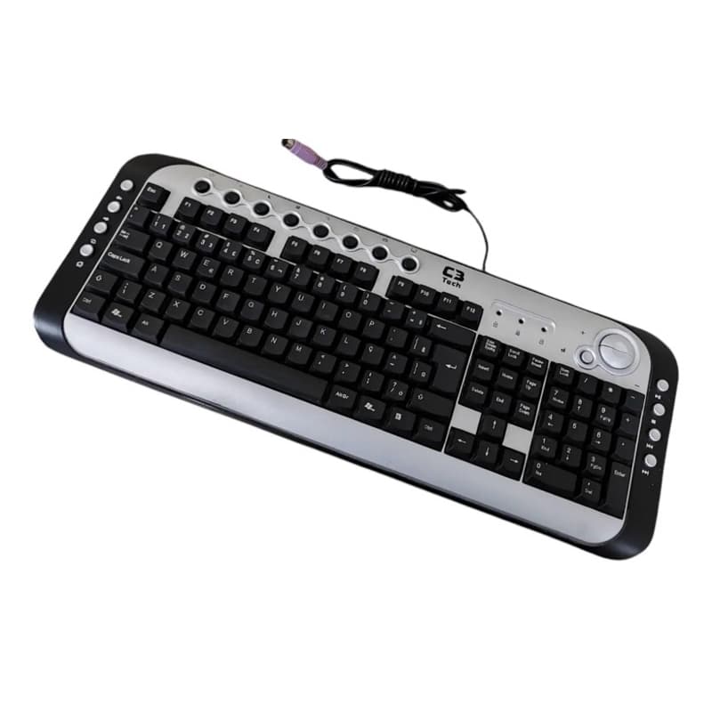 Teclado Coletek KB2200-1BK PS/2 ABNT2 com Teclas Multimídia para PC