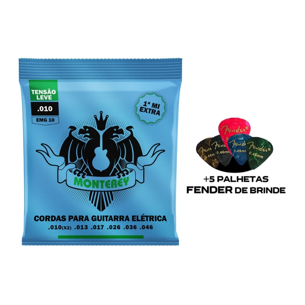 Encordoamento Guitarra Elétrica Monterey EMG10 010 Tensão Leve