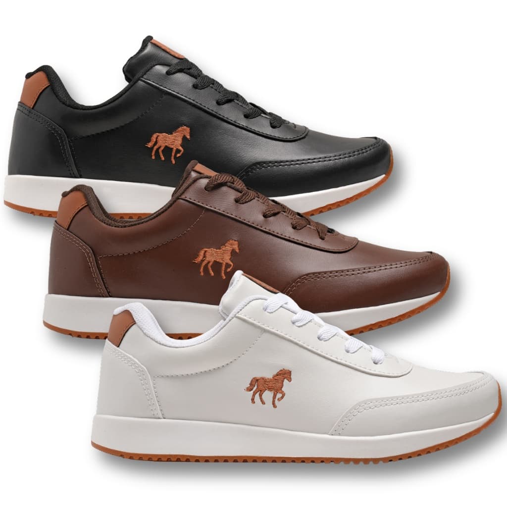 Kit 3 Sapatenis Polo Tenis Casual Social Masculino Dia a Dia Confortável Leve