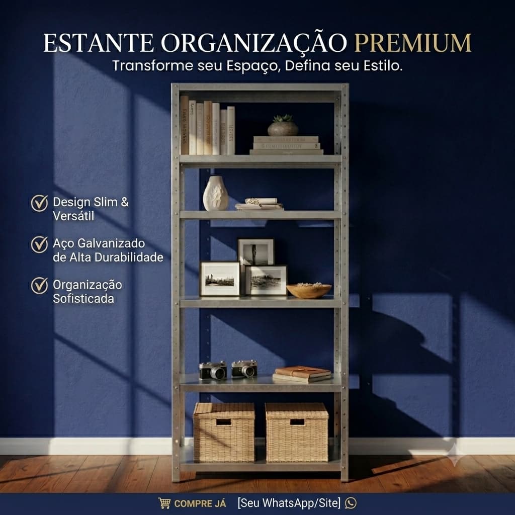 Estante Prateleira De Aço 60cm 6 Bandejas Galvanizada