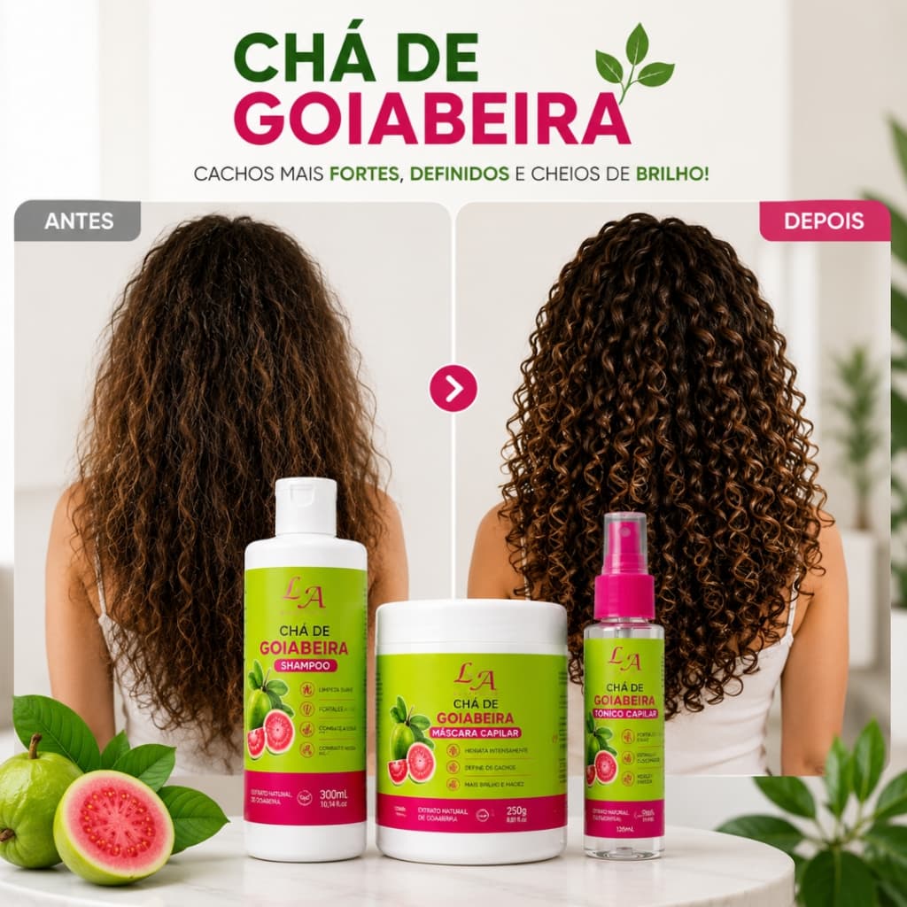 Kit Chá de Goiabeira Antiqueda Lindaley Shampoo Máscara Tônico Crescimento Capilar Pronta Entrega