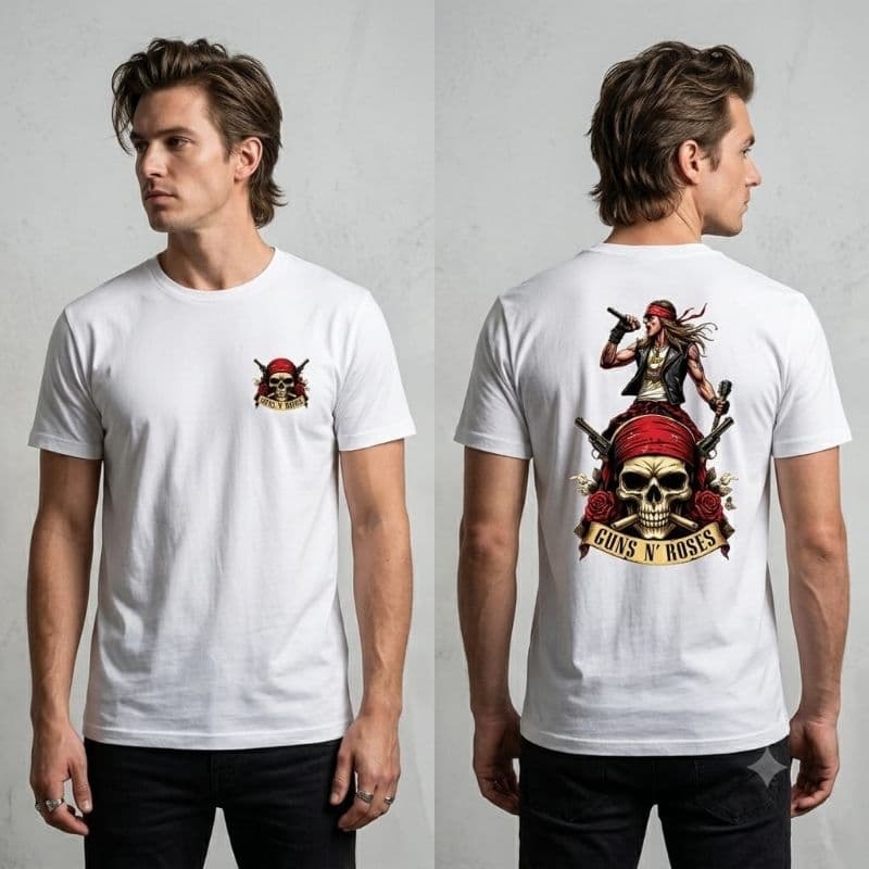 Camiseta Guns N' Roses 100% Algodão Oversized Streetwear Estilo de Rua Unissex Rock Casual Vintage Premium