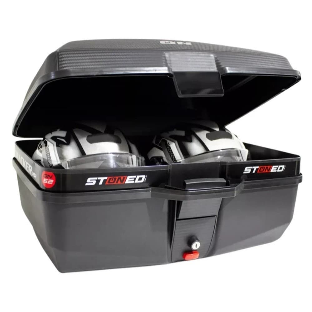 BAU BAULETO STONED 52 LITROS BASE UNIVERSAL PROMOÇÃO MOTOBOY + PARAFUSOS E CHAVE OFERTA IMPERDIVEL NOVIDADE