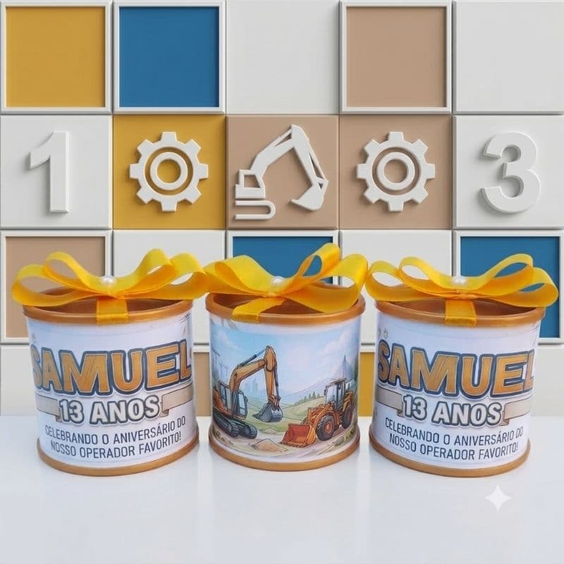 Kit Tubolatas 5x6 Personalizadas Máquinas Pesadas - Lembrancinha de aniversário, máquinas pesadas | tubolatas 5x6