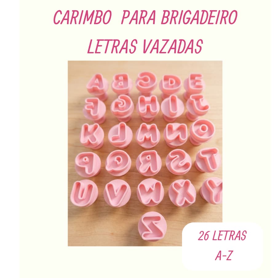 Letras Vazadas Alfabeto 26pçs Kit Carimbo Brigadeiro A-Z Decoração Doces Personalizados Confeitaria Criativa Docinhos