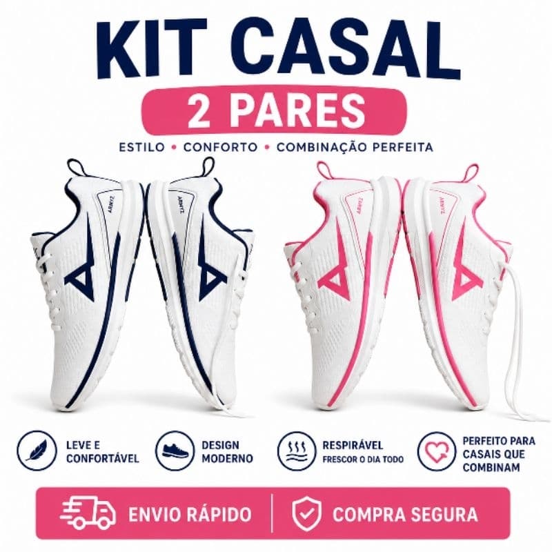 Kit Casal 2 Pares Tênis Esportivo Leve Confortável Academia Caminhada Corrida Enviado na Caixa