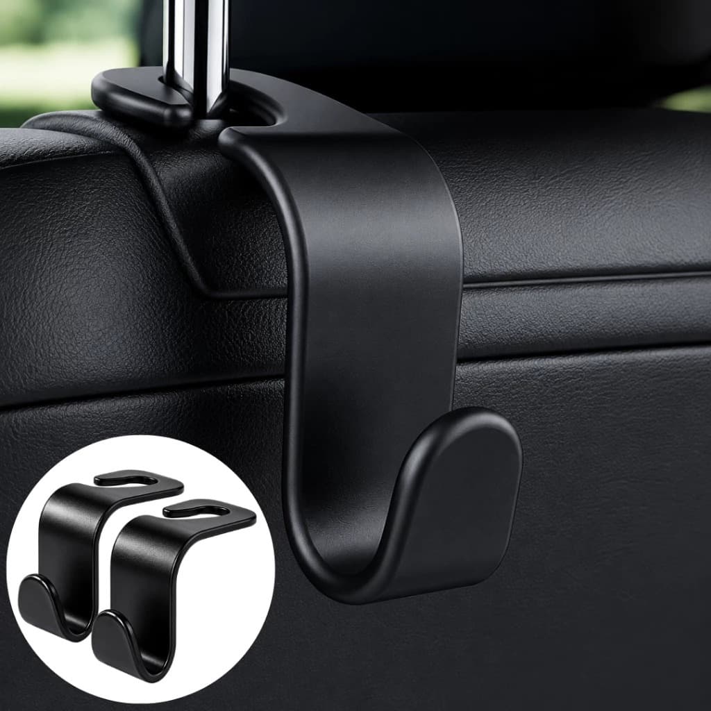 Suporte Gancho duplo Cabide Assento Banco Traseiro Carro Organizador Bolsas Sacolas Mochilas Veicular