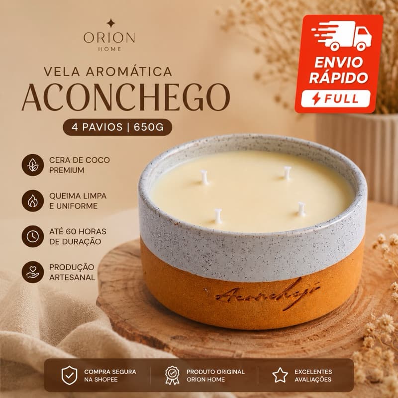 Vela aromática aconchego 650g - Orion Home