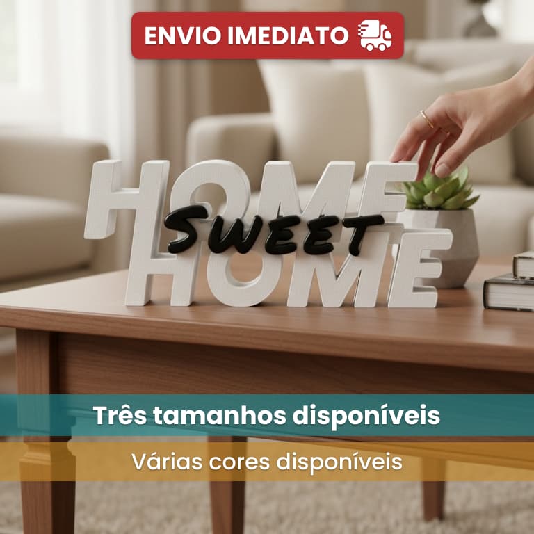 Plaquinha Decorativa Home Sweet Home Enfeite de Mesa Decoração Sala Quarto Estante