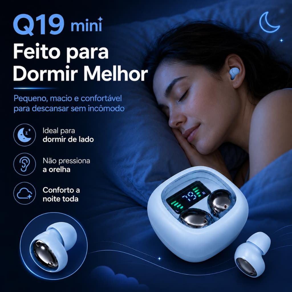 Q19Mini som HiFi espacial padrão,,resistência à água IPX5,cancelamento de ruído ENC, visor digital