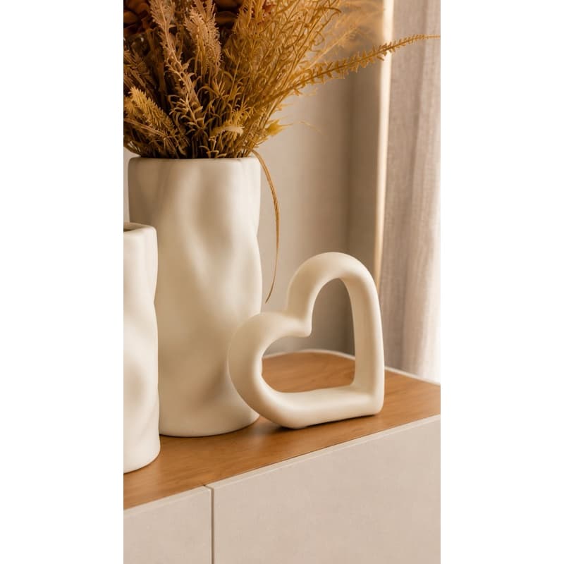 Escultura Coração Vazado  decoracao em cerâmica Offwhite Home decor